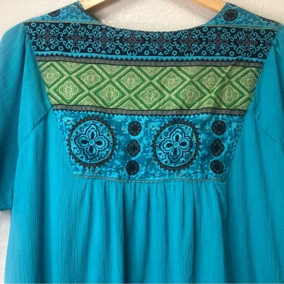 National dress cotton crinkle southwestern print boho PXL - Picture 5 of 10